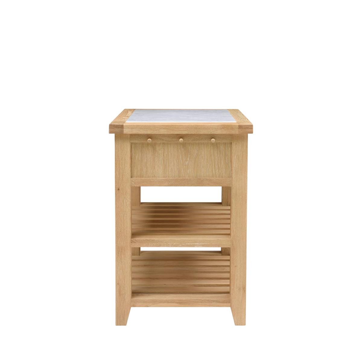 Cotswold Inglesham Small Kitchen Island, Whitewash Oak/White Marble – image 4