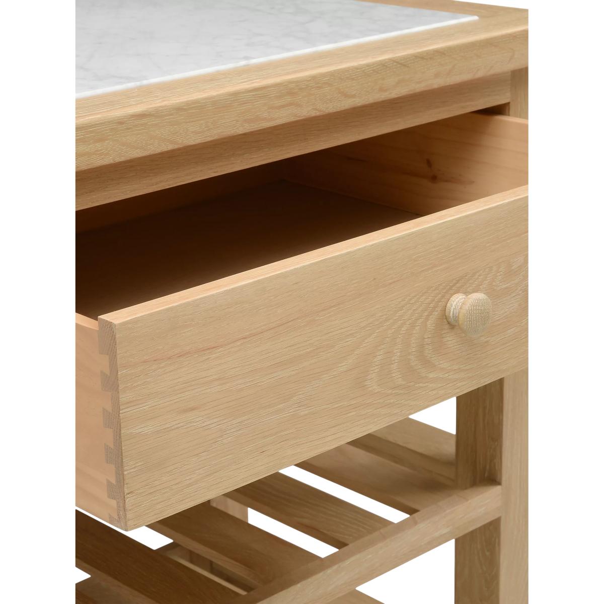 Cotswold Inglesham Small Kitchen Island, Whitewash Oak/White Marble – image 6