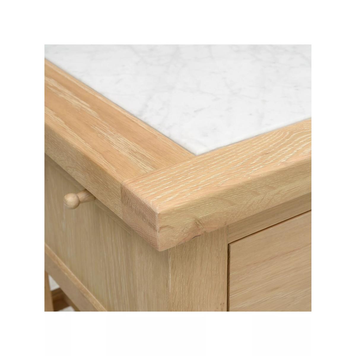Cotswold Inglesham Small Kitchen Island, Whitewash Oak/White Marble – image 7