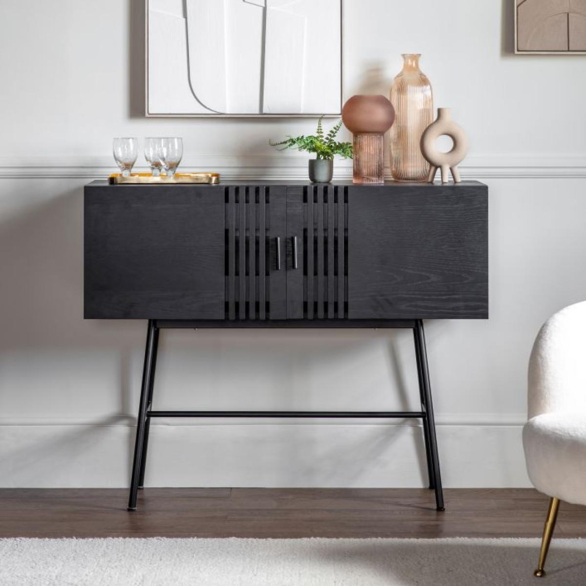 Holden Tall Oak Veneer Sideboard - Black – image 2