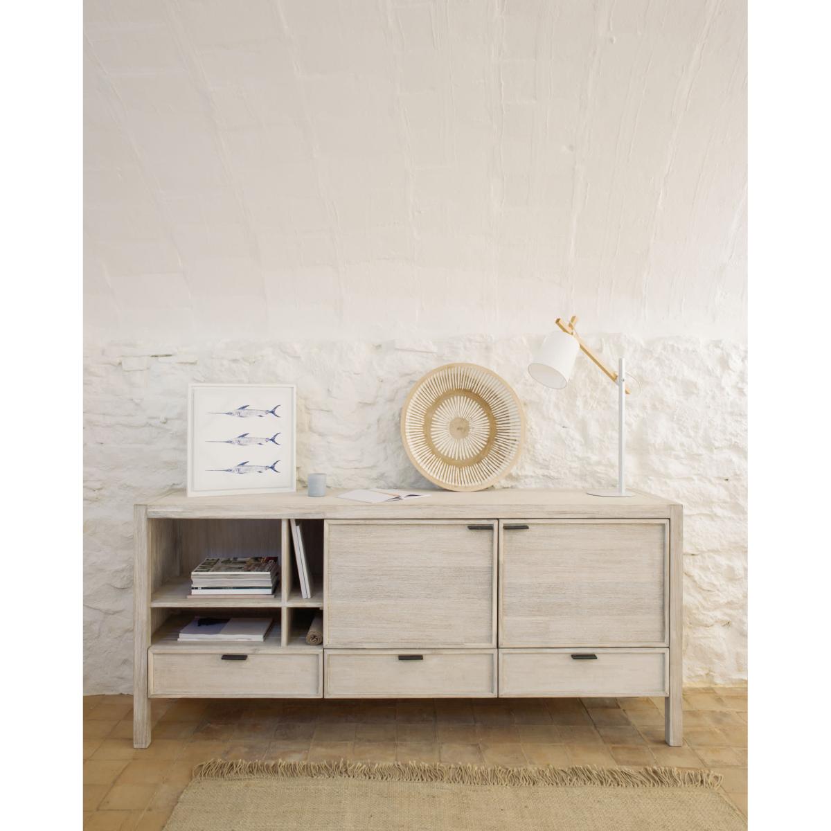 Alen solid acacia wood sideboard with 2 doors & 3 drawers, 185 x 80 cm – image 2