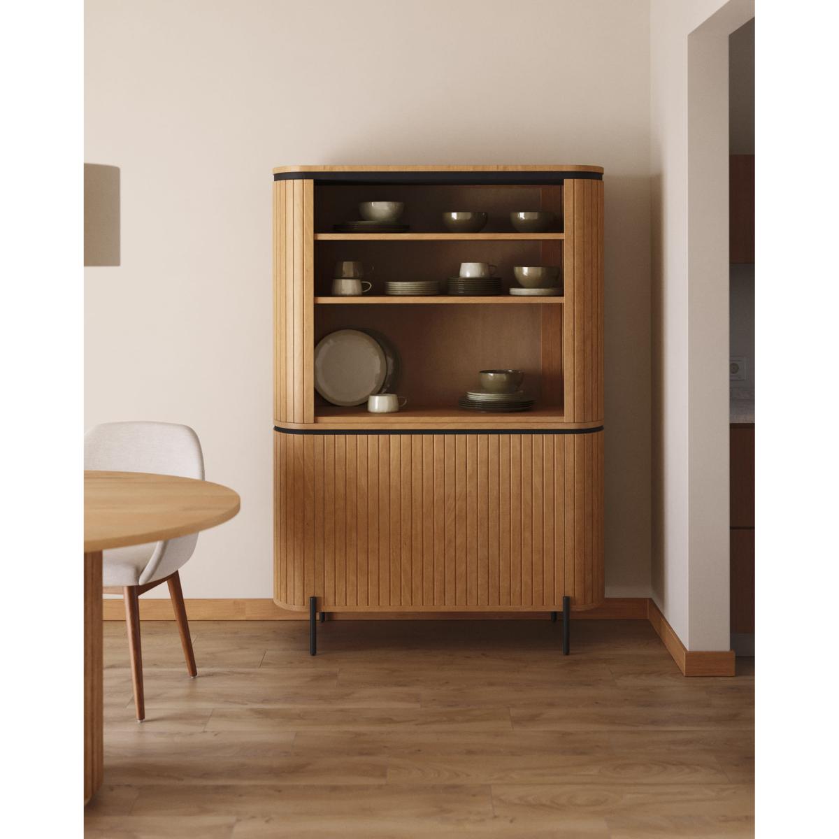 Licia tall 2 door sideboard, made from mango wood with natural finish and metal, 120x170cm – image 2
