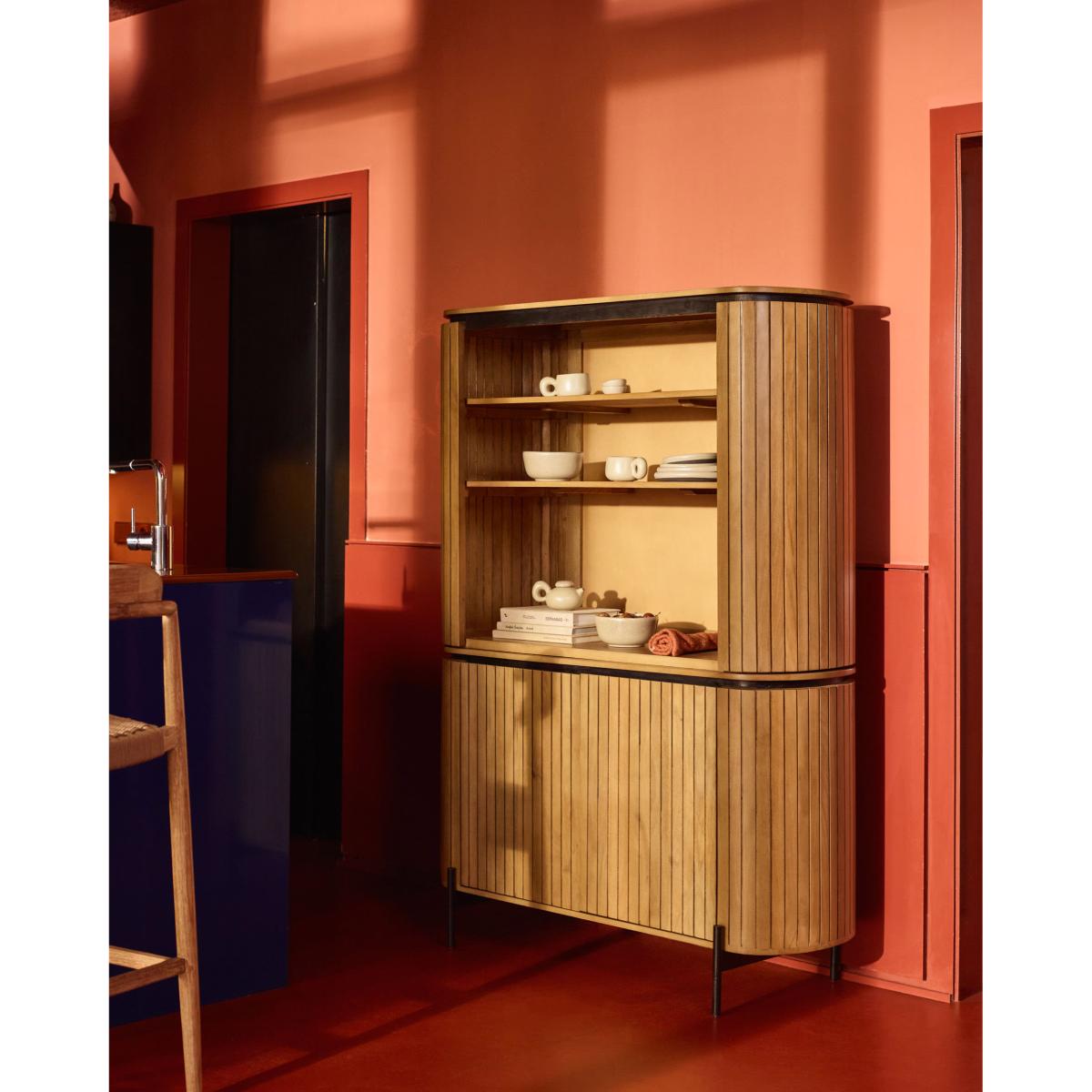 Licia tall 2 door sideboard, made from mango wood with natural finish and metal, 120x170cm – image 4