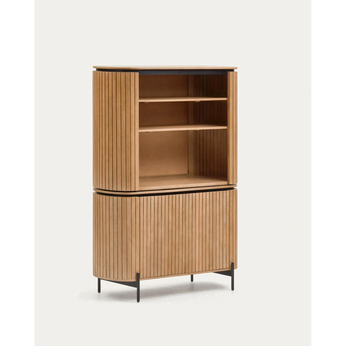 Licia tall 2 door sideboard, made from mango wood with natural finish and metal, 120x170cm – image 5