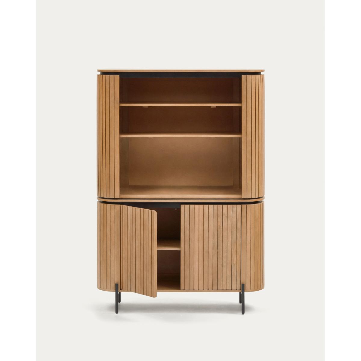 Licia tall 2 door sideboard, made from mango wood with natural finish and metal, 120x170cm – image 6