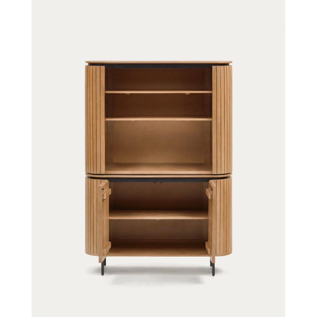 Licia tall 2 door sideboard, made from mango wood with natural finish and metal, 120x170cm – image 7