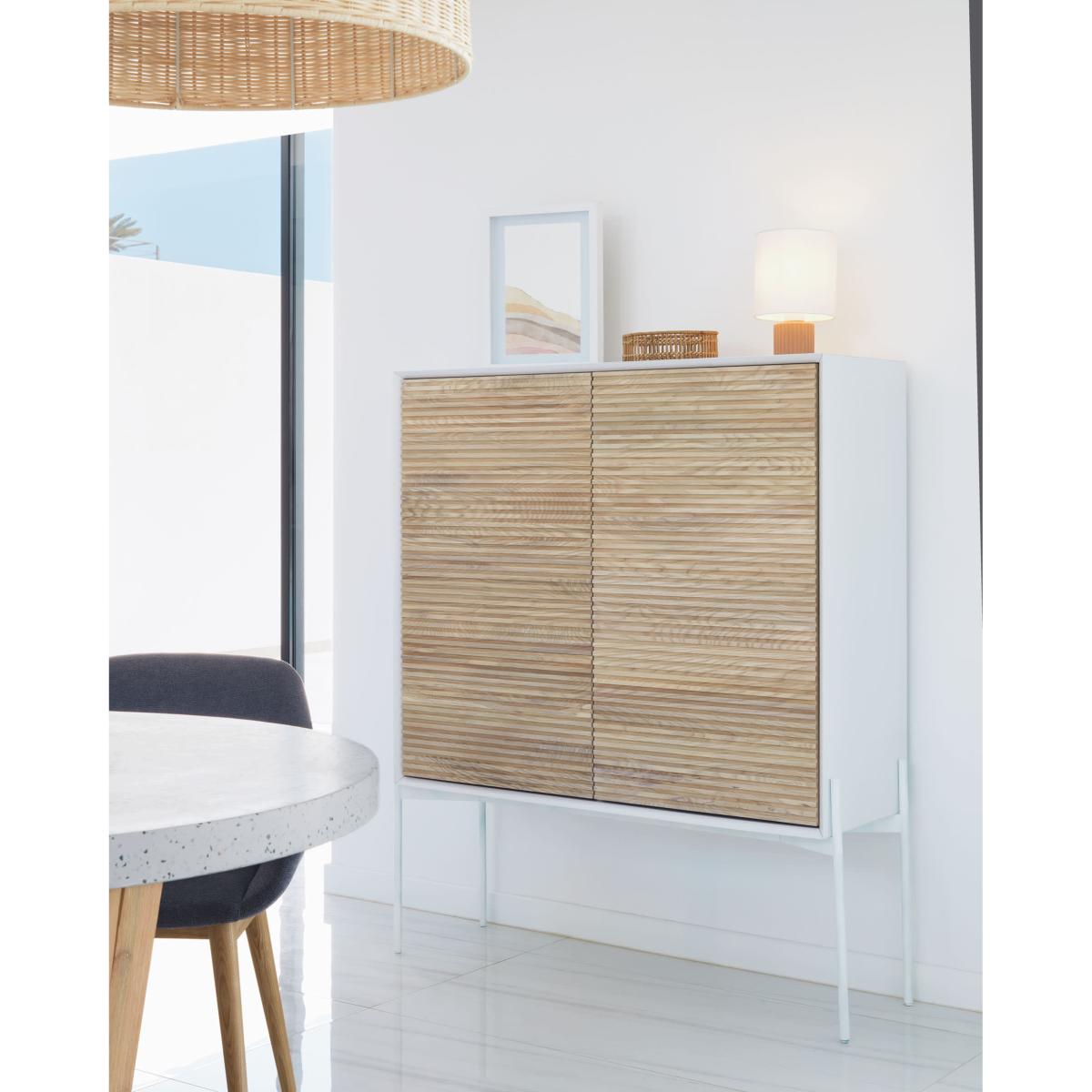 Marielle 2 door sideboard in ash wood veneer w/ white lacquer & metal, 107 x 140 cm – image 2