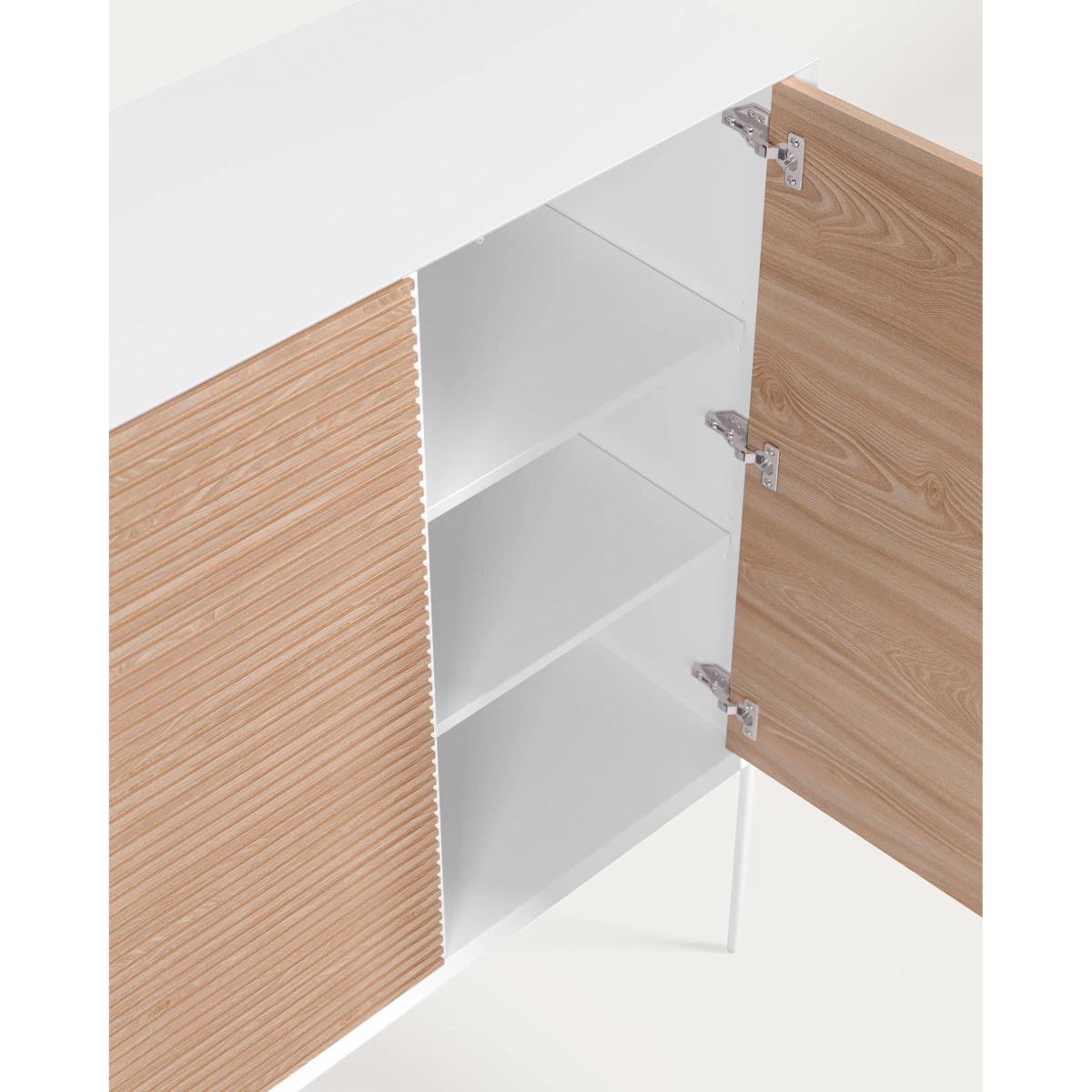 Marielle 2 door sideboard in ash wood veneer w/ white lacquer & metal, 107 x 140 cm – image 3