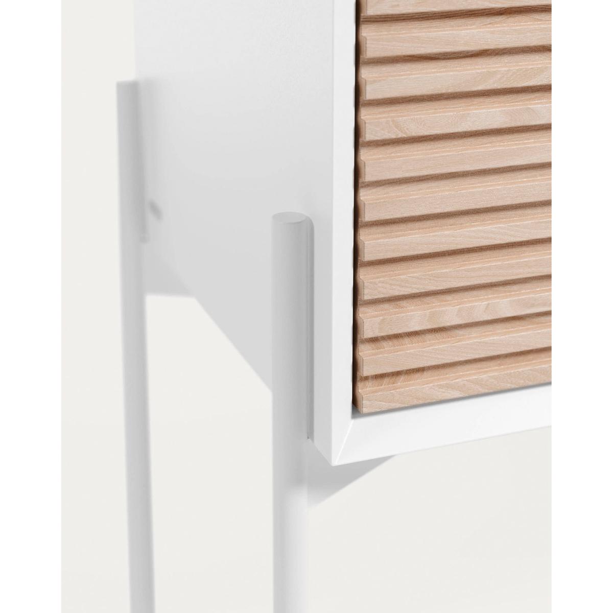 Marielle 2 door sideboard in ash wood veneer w/ white lacquer & metal, 107 x 140 cm – image 5