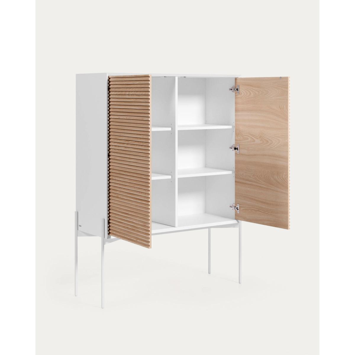 Marielle 2 door sideboard in ash wood veneer w/ white lacquer & metal, 107 x 140 cm – image 6