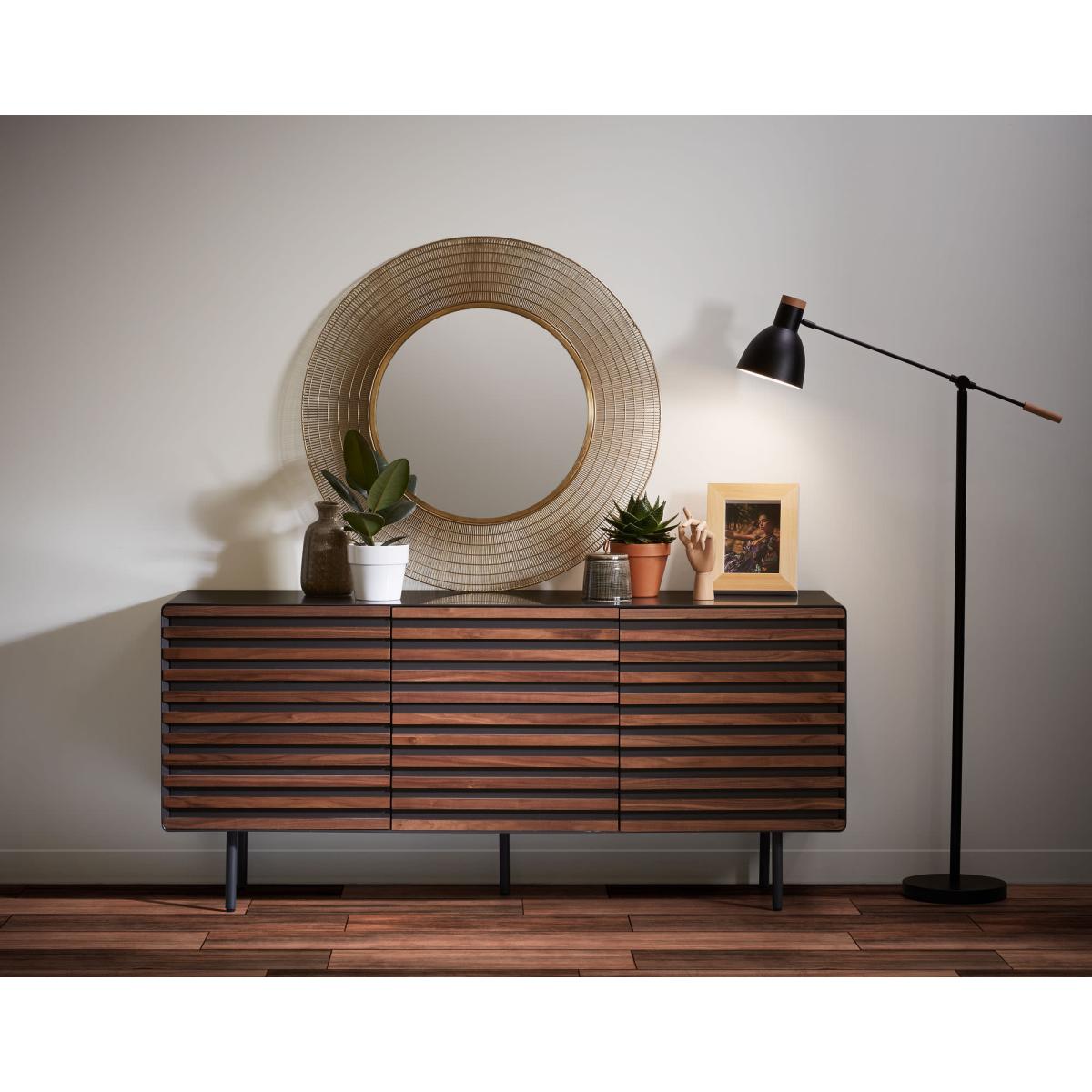 Kesia 2 door sideboard in walnut veneer with black lacquer & black steel, 162 x 74 cm – image 2
