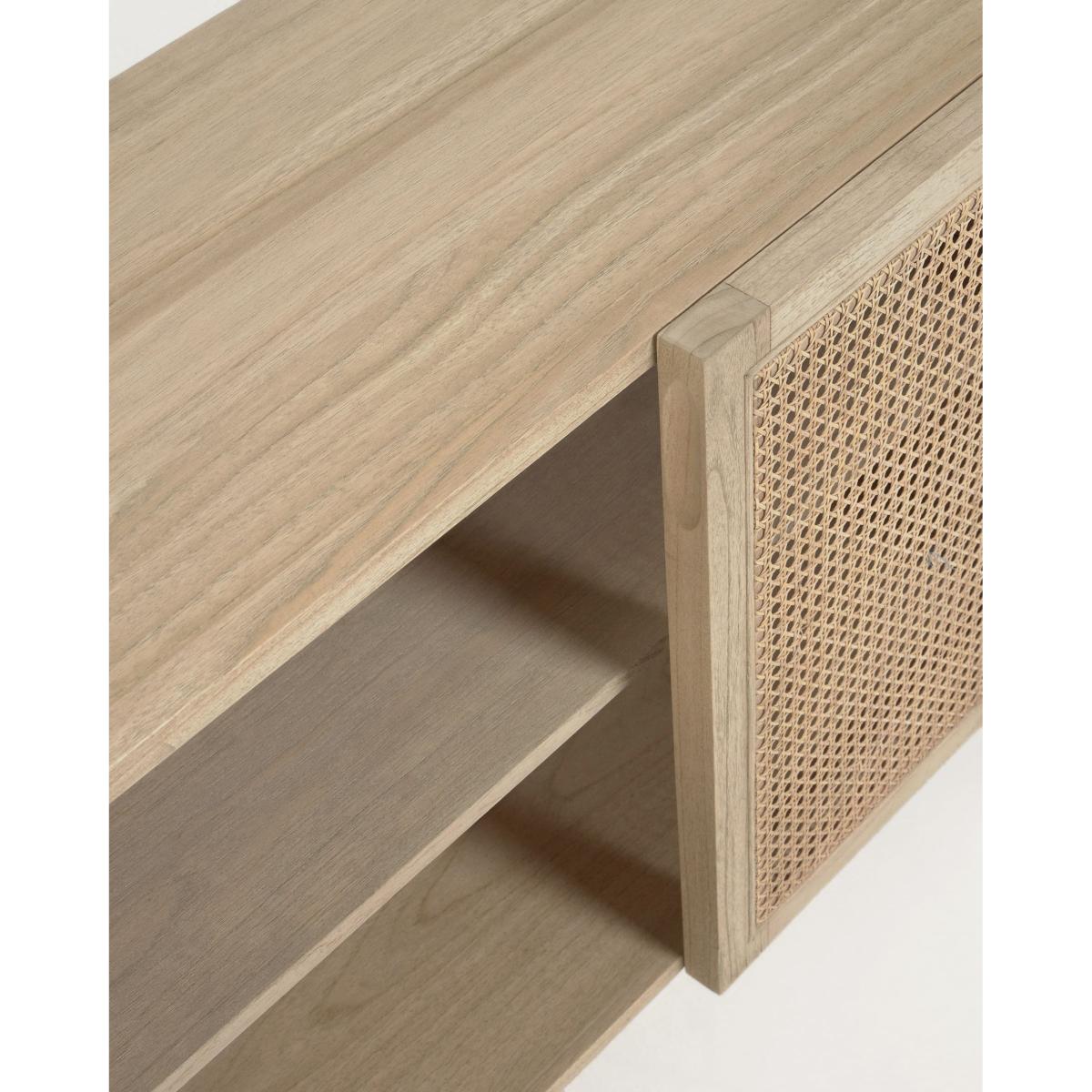 Rexit sideboard with 4 doors in solid and veneer mindi wood with rattan, 180 x 78 cm – image 3