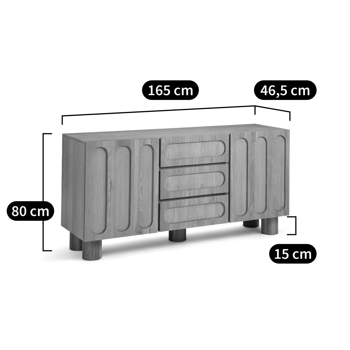 Cannelo Oak Veneered Sideboard – image 8
