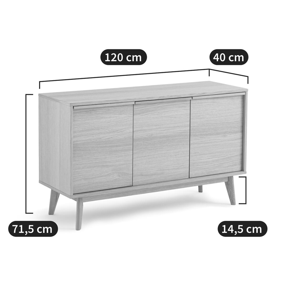 Aram Oak Veneer 3-Door Sideboard – image 6