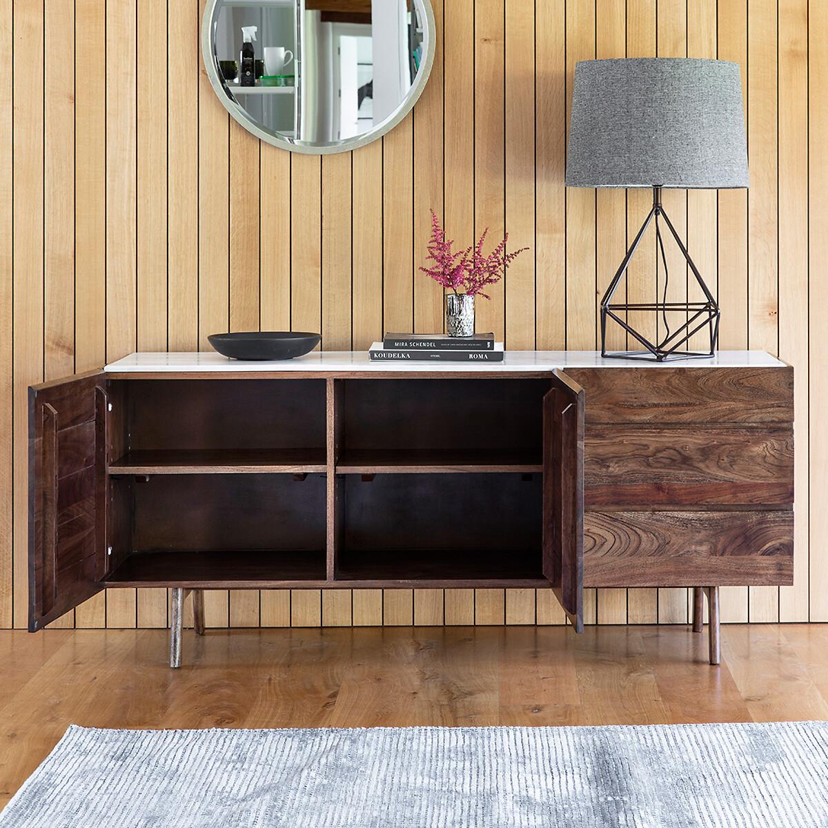 Dhuburi Marble & Walnut Rustic Sideboard – image 2