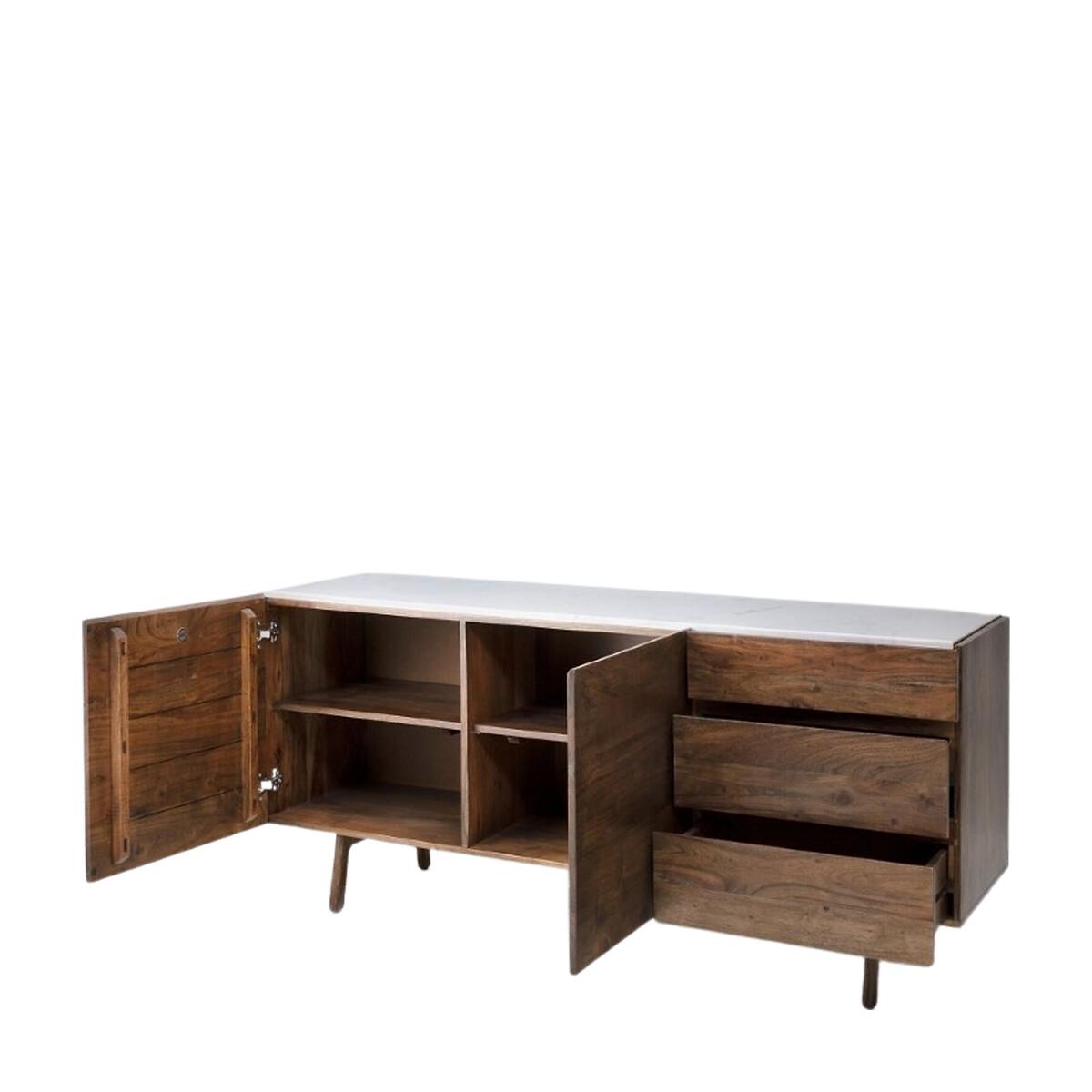 Dhuburi Marble & Walnut Rustic Sideboard – image 5