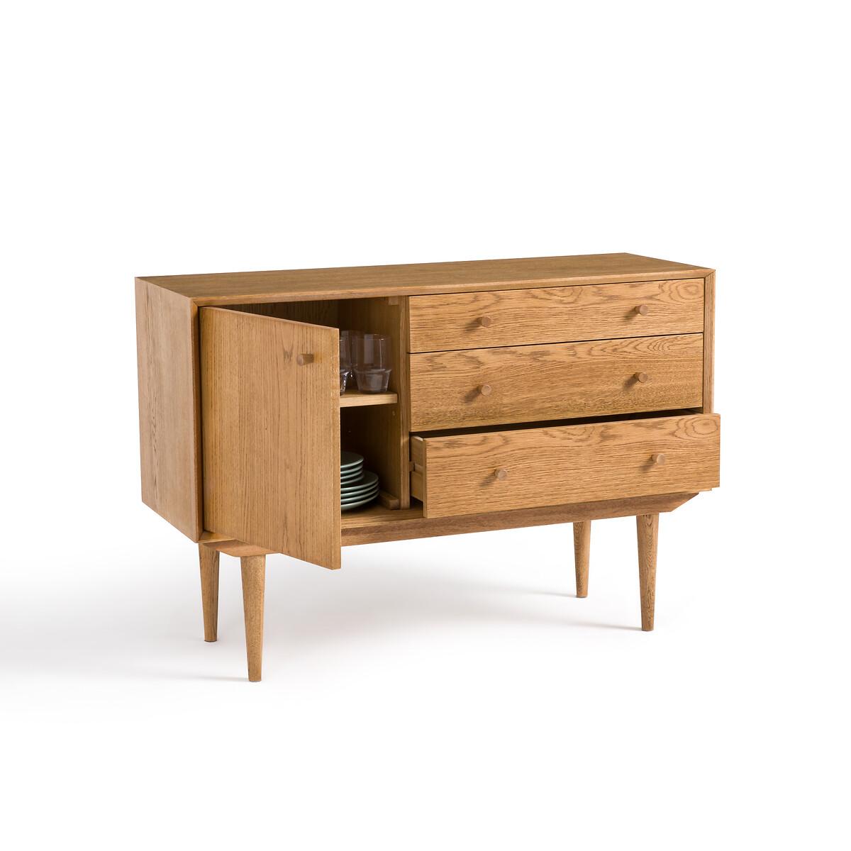 Quilda Vintage 1-Door, 3-Drawer Oak Sideboard – image 3