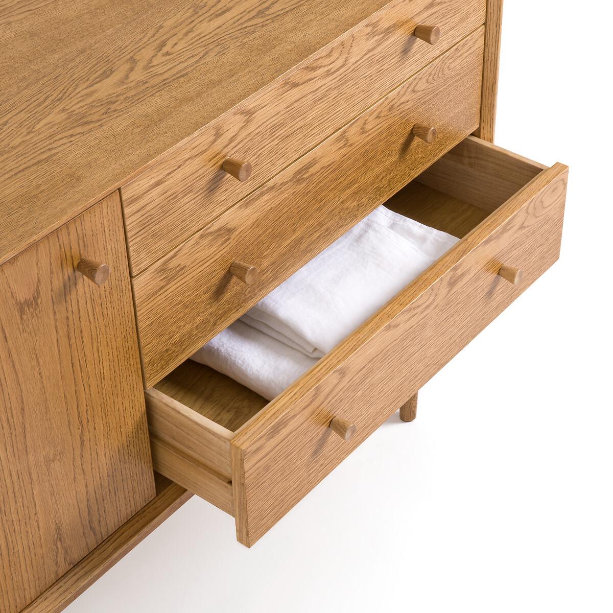 Quilda Vintage 1-Door, 3-Drawer Oak Sideboard – image 4