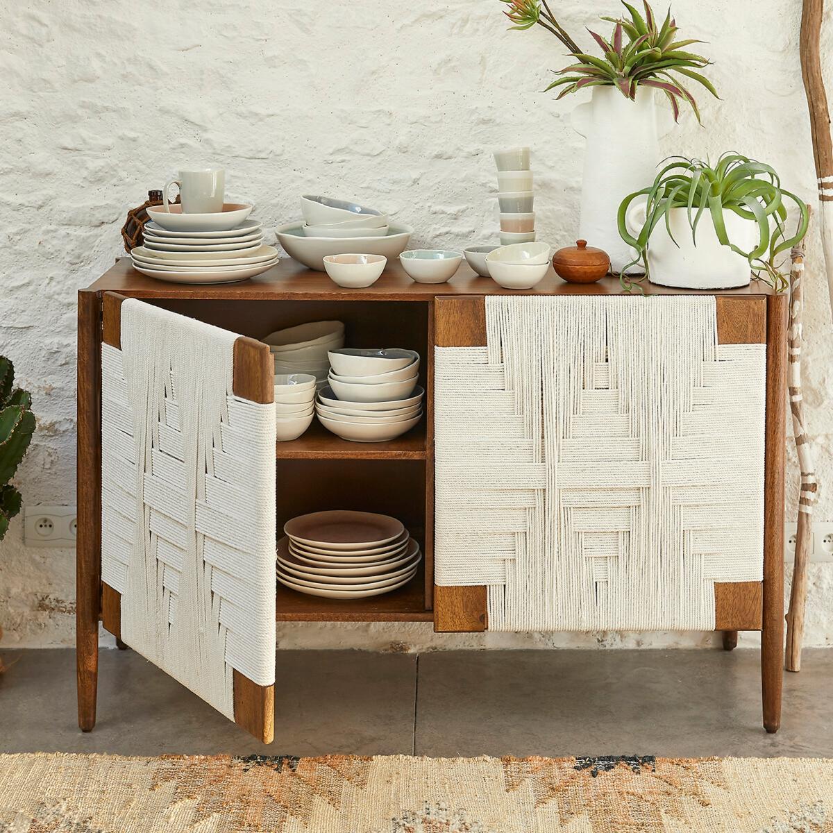 Jepara Solid Mango Wood and Braiding Sideboard – image 7