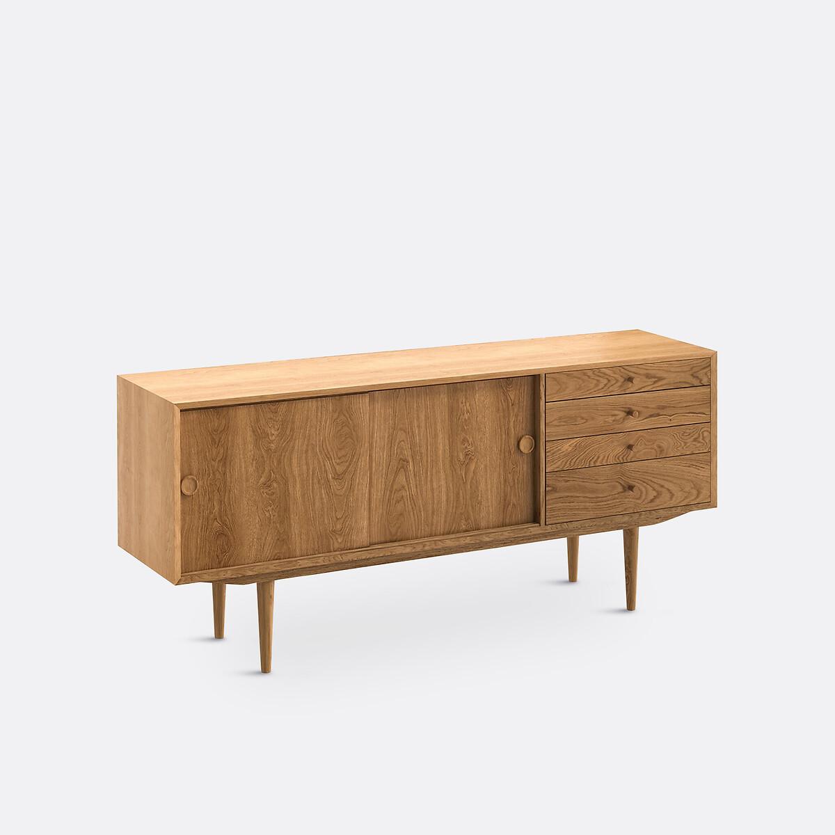 Quilda Vintage Style 2-Door 4-Drawer Oak Sideboard – image 4