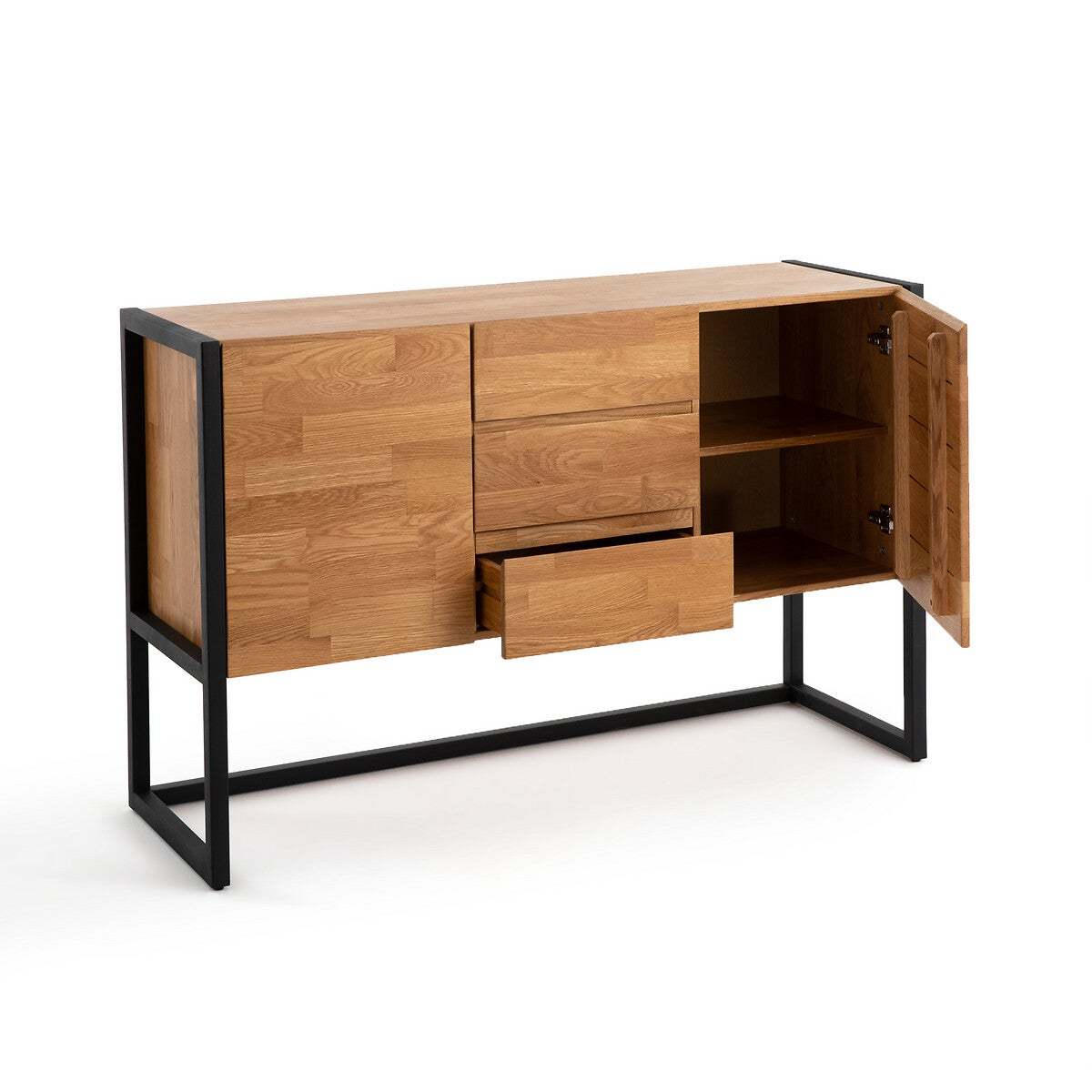 Hiba Oak and Industrial Metal Sideboard – image 3