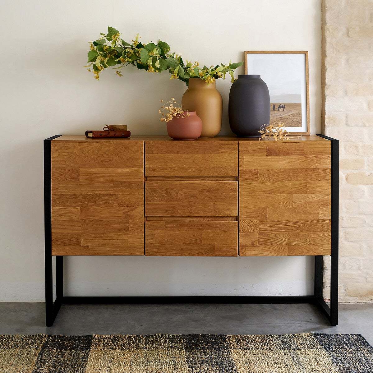 Hiba Oak and Industrial Metal Sideboard – image 5