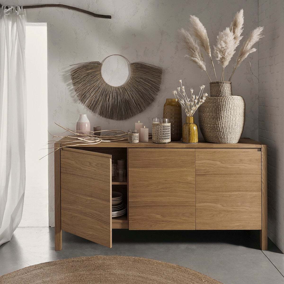 ADELITA Solid Oak 3-Door Sideboard – image 5