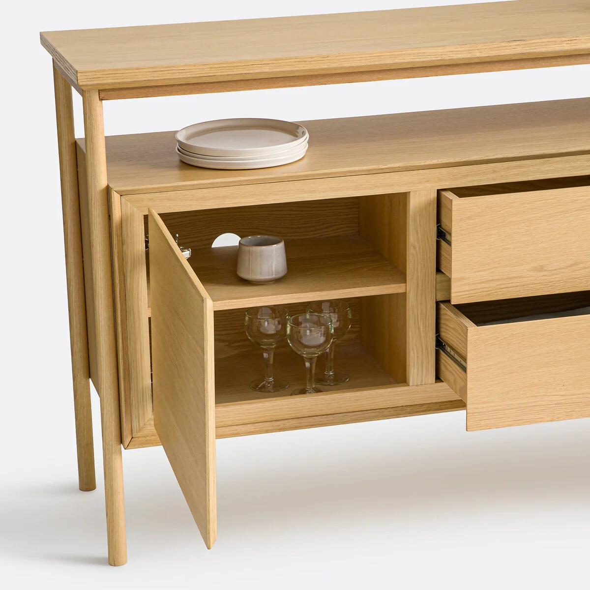 Elina Sideboard with 2 Doors and 2 Drawers in Oak Veneer – image 7