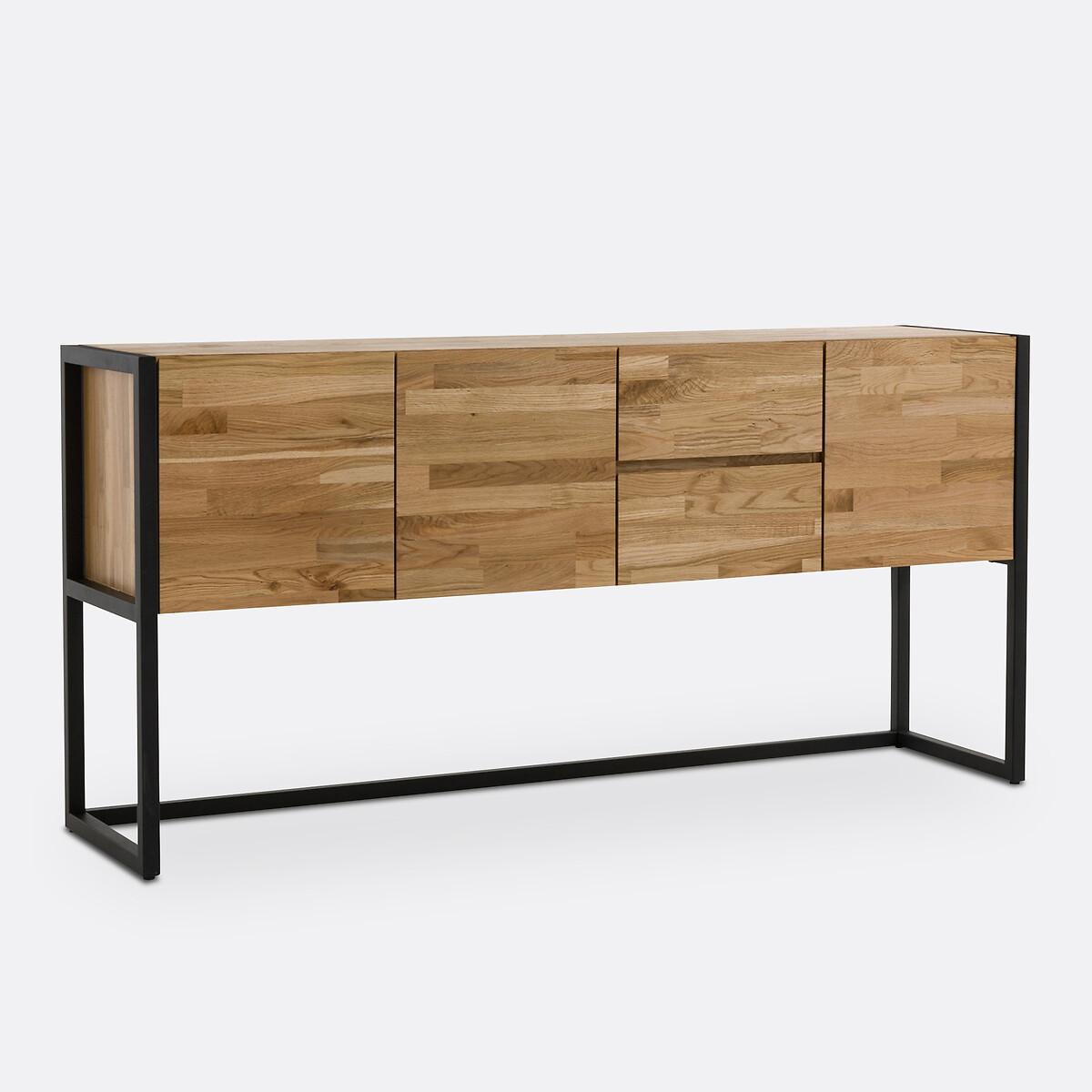 Hiba Solid Oak Sideboard in Steel Metal – image 2