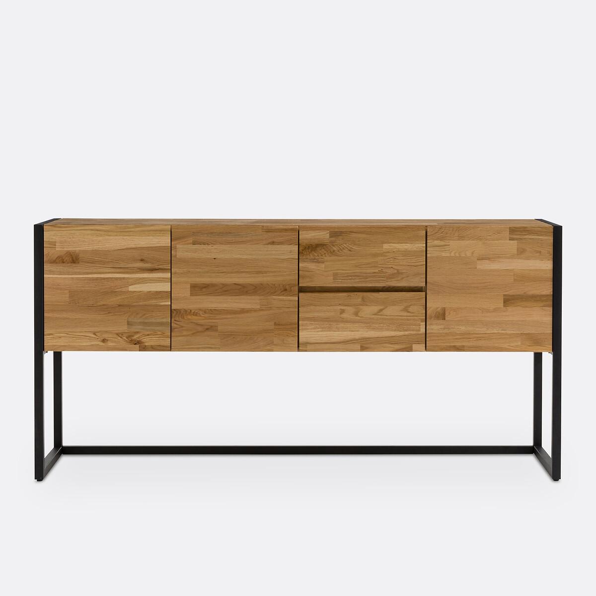 Hiba Solid Oak Sideboard in Steel Metal – image 3