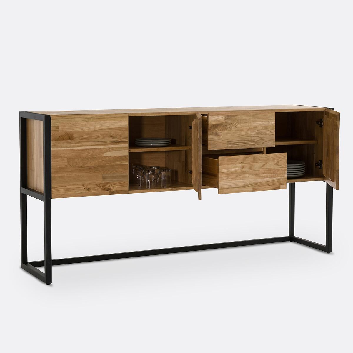 Hiba Solid Oak Sideboard in Steel Metal – image 4
