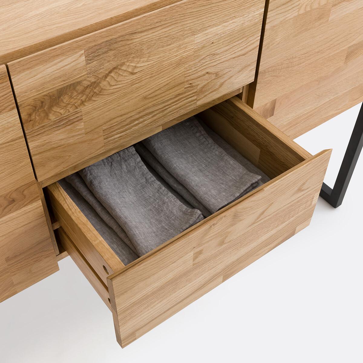 Hiba Solid Oak Sideboard in Steel Metal – image 7