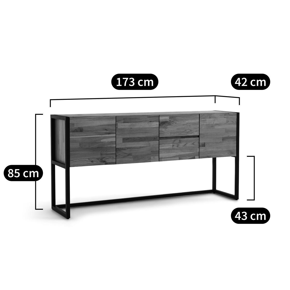 Hiba Solid Oak Sideboard in Steel Metal – image 9