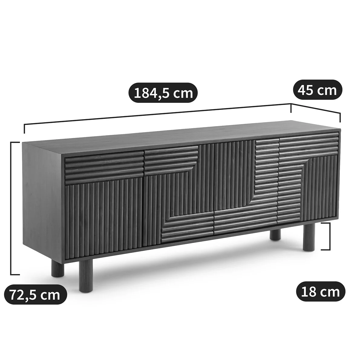 Sevan Solid Pine 4-Door Sideboard – image 7