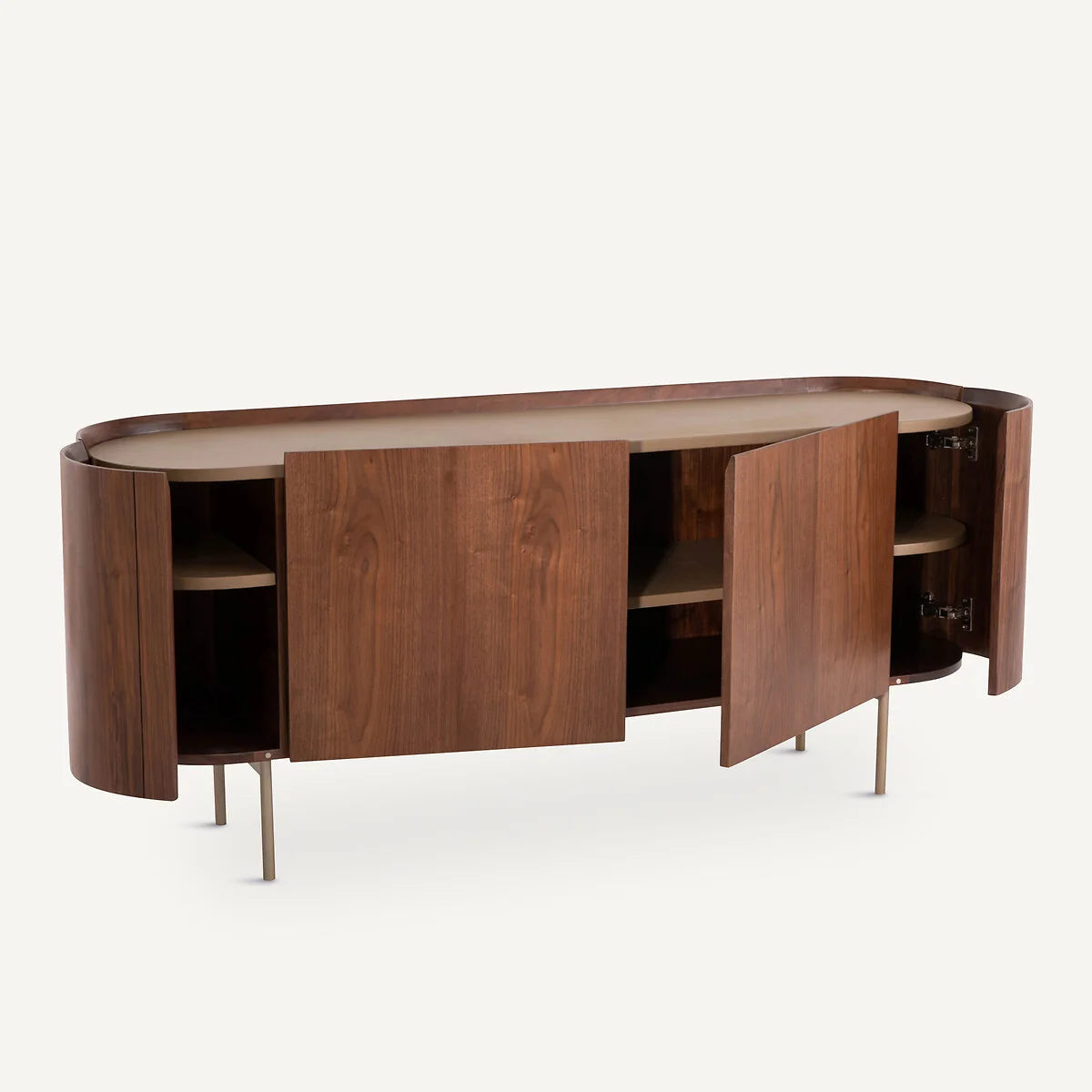 Aslen Sideboard in Walnut, Veneer and Leather – image 4