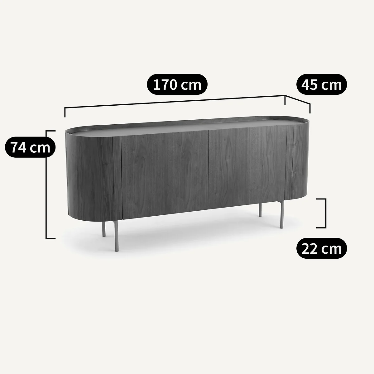 Aslen Sideboard in Walnut, Veneer and Leather – image 6