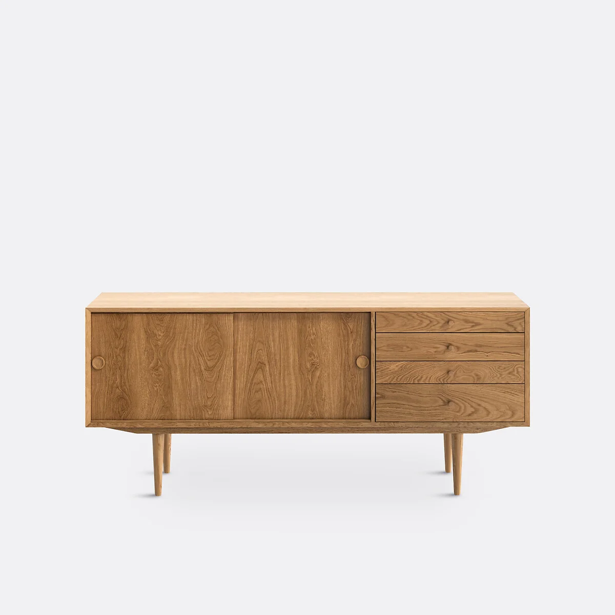 Quilda Vintage Style 2-Door 4-Drawer Oak Sideboard – image 3