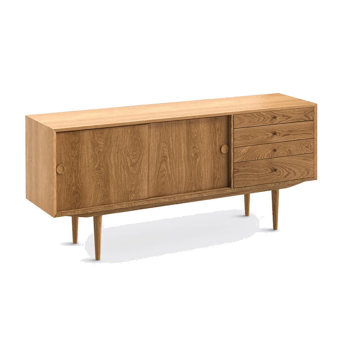 Quilda Vintage Style 2-Door 4-Drawer Oak Sideboard – image 1