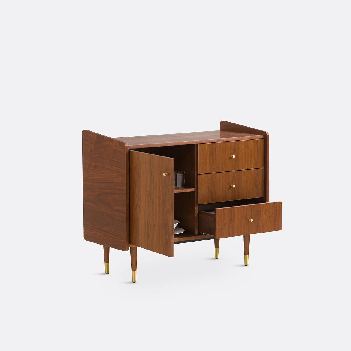 Ronda Walnut Veneer Vintage Small Sideboard – image 3