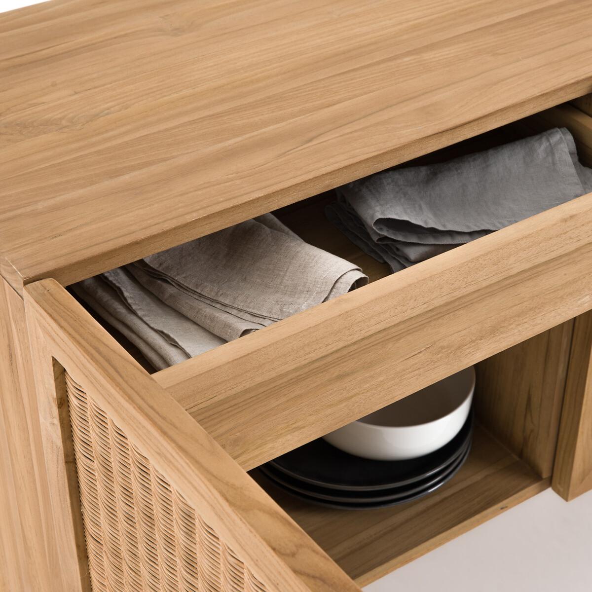Tekora Solid Teak and Woven Rattan Sideboard – image 4