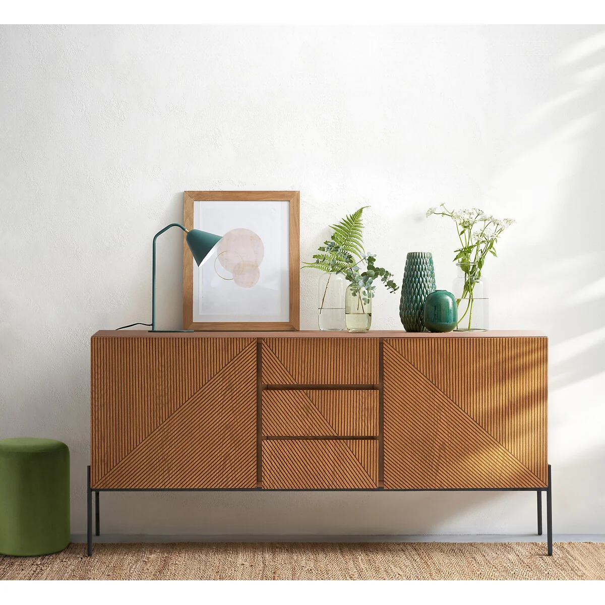 Lodge Vintage-Style 2-Door, 2-Drawer Oak Veneer Sideboard – image 2