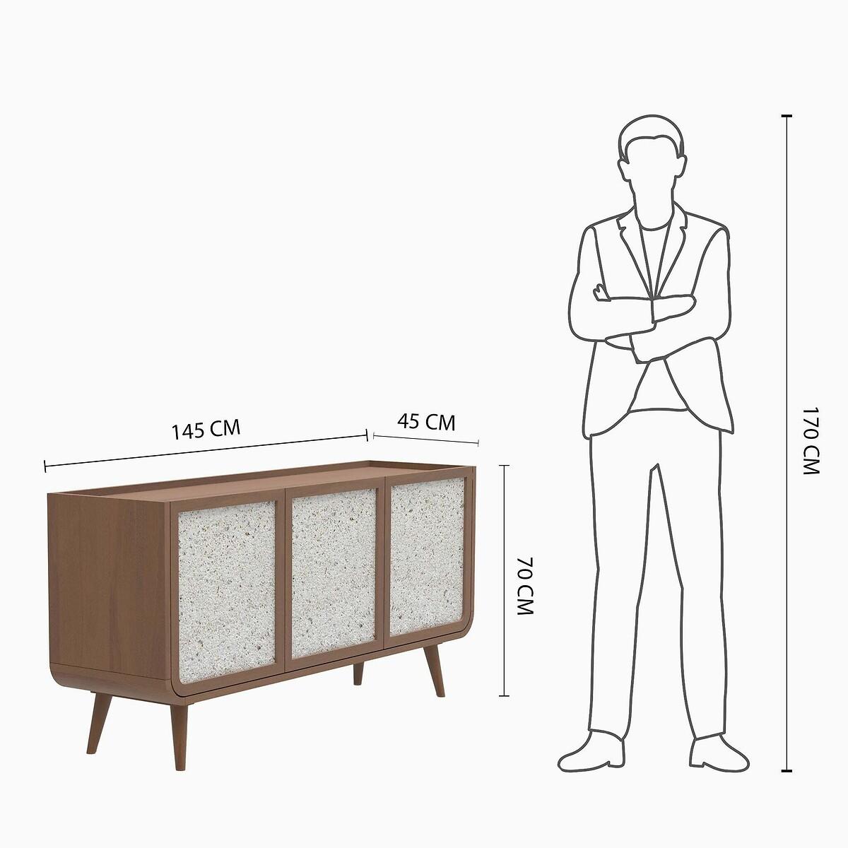 Ozen Stone & Mango Wood 3 Door Sideboard – image 7