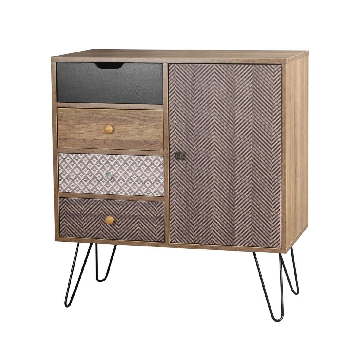 4 Drawer and 1 Door Small Sideboard with Hairpin Legs – image 2
