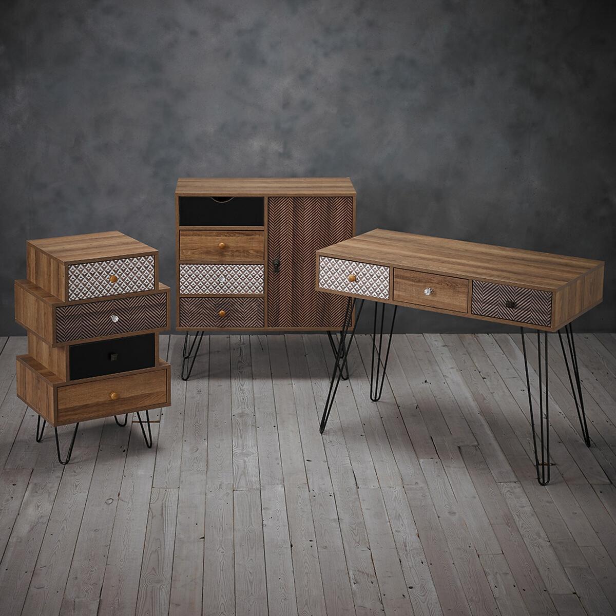4 Drawer and 1 Door Small Sideboard with Hairpin Legs – image 4