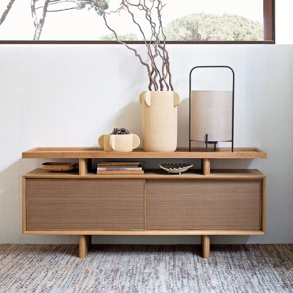 Propono Console Sideboard in Oak Veneer and Leather – image 2