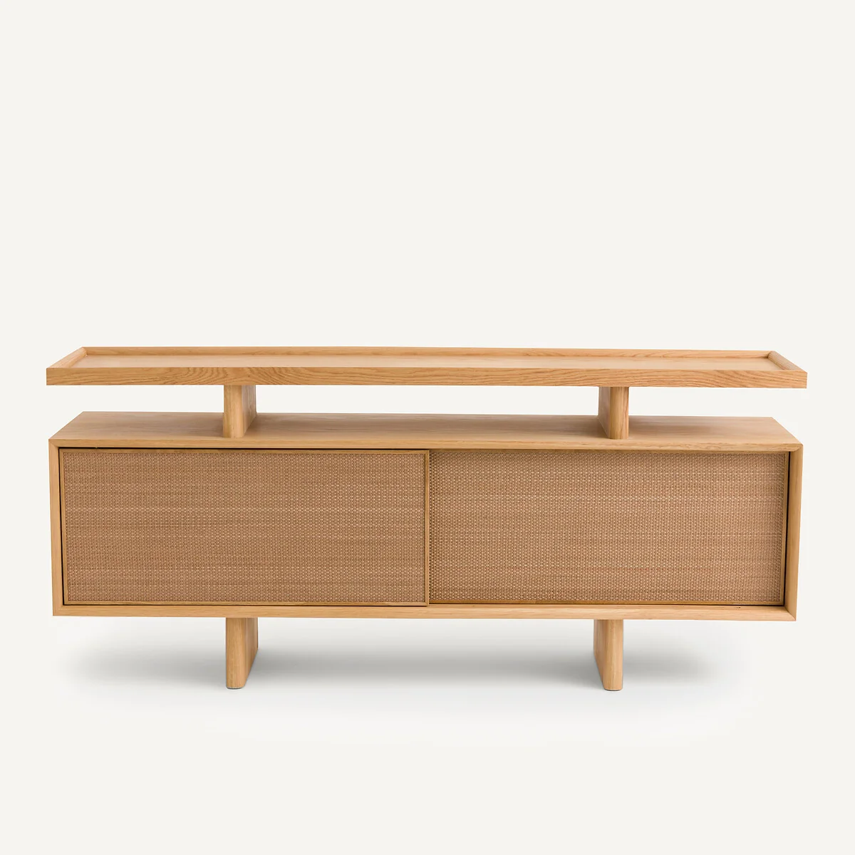 Propono Console Sideboard in Oak Veneer and Leather – image 3