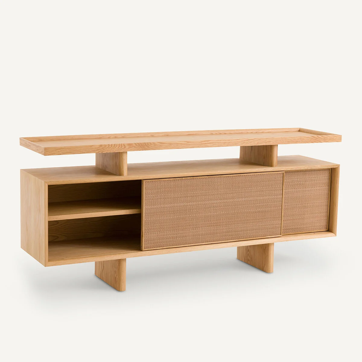 Propono Console Sideboard in Oak Veneer and Leather – image 4