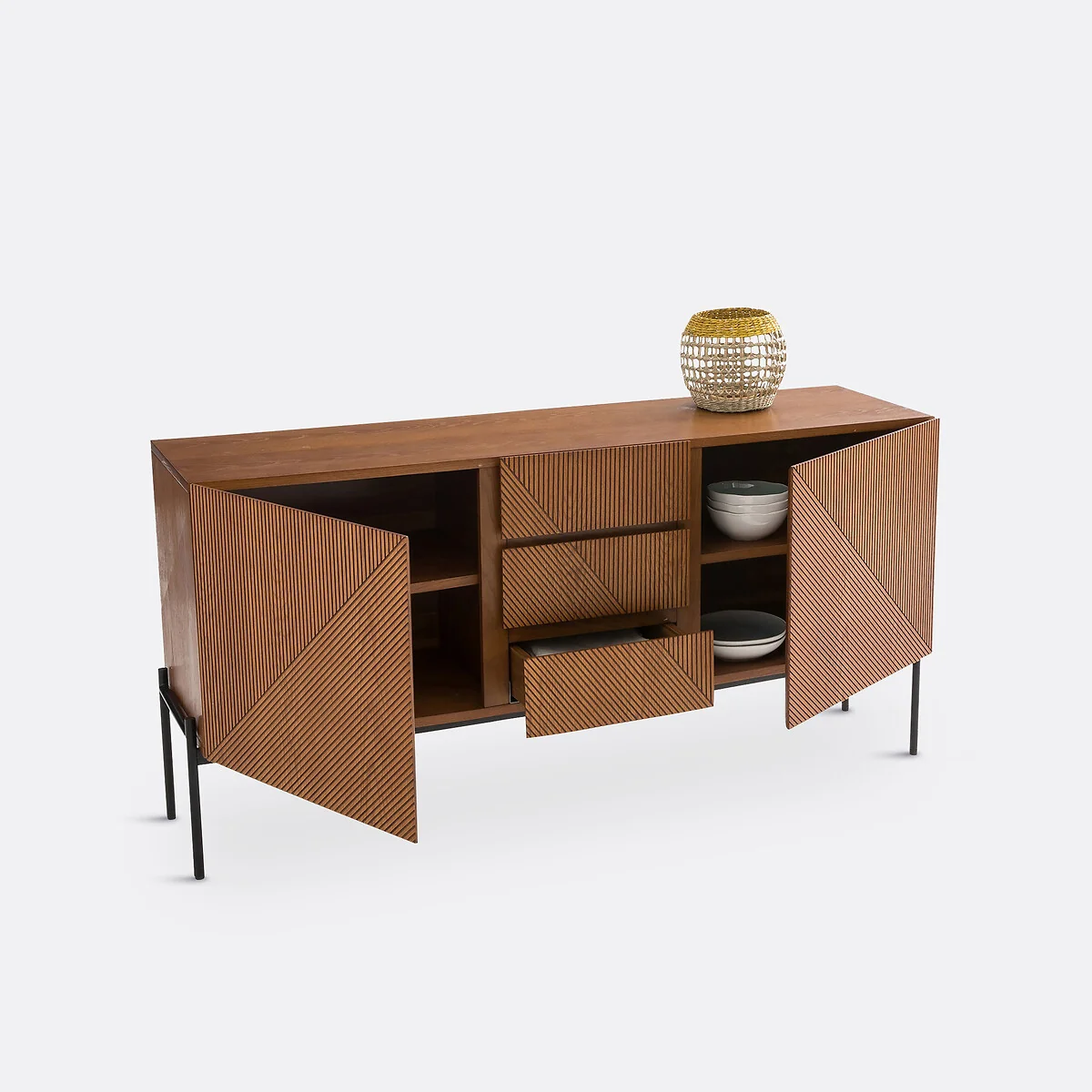 Lodge Vintage-Style Sideboard with 2 Doors and 3 Drawers – image 4