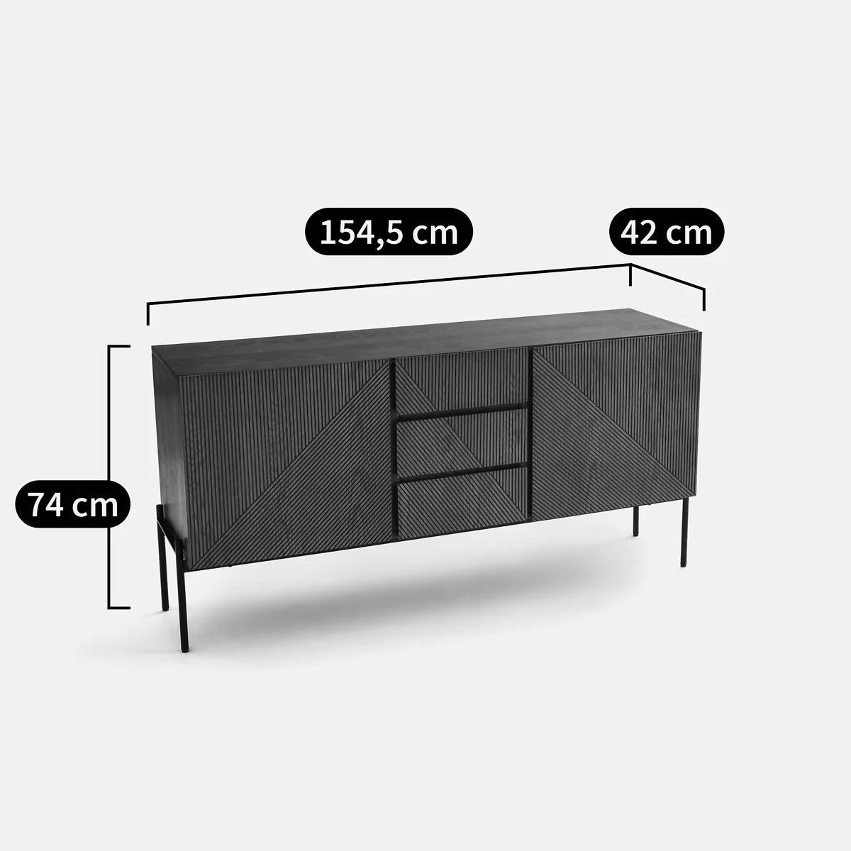 Lodge Vintage-Style Sideboard with 2 Doors and 3 Drawers – image 5