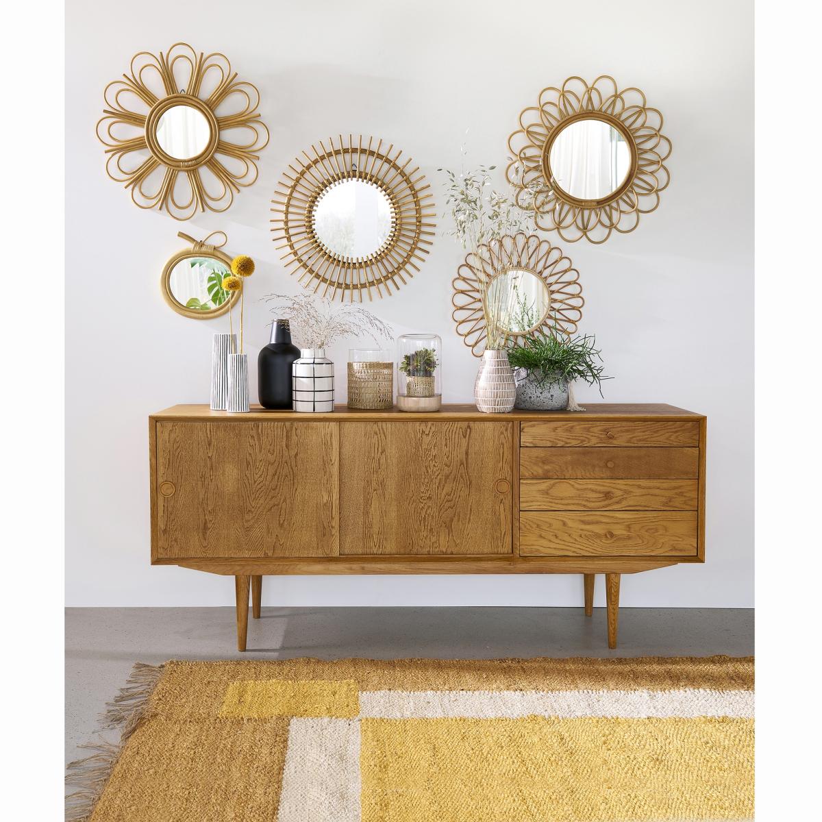 Quilda Vintage Style 2-Door 4-Drawer Oak Sideboard – image 7